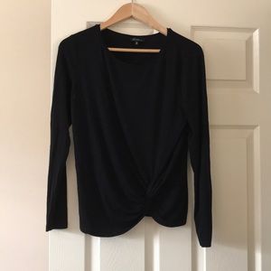 Black long sleeve top with front tie